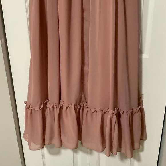 Junior Dress, A line floor length chiffon with bow cascading ruffles. - Picture 9 of 9